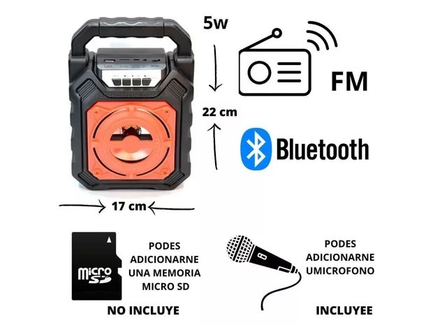 &u+ PARLANTE BT BLUETOOTH SV-703 MP3 / BT / FM / AUX